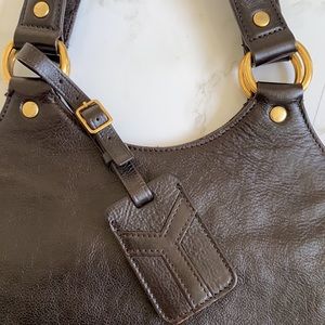 YSL tribute bag dark brown leather